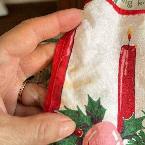 Vintage mid century Christmas apron with 2 large front pockets - Picture 8 of 9